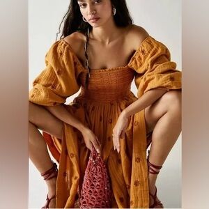 Free People Dahlia Embroidered Maxi Dress